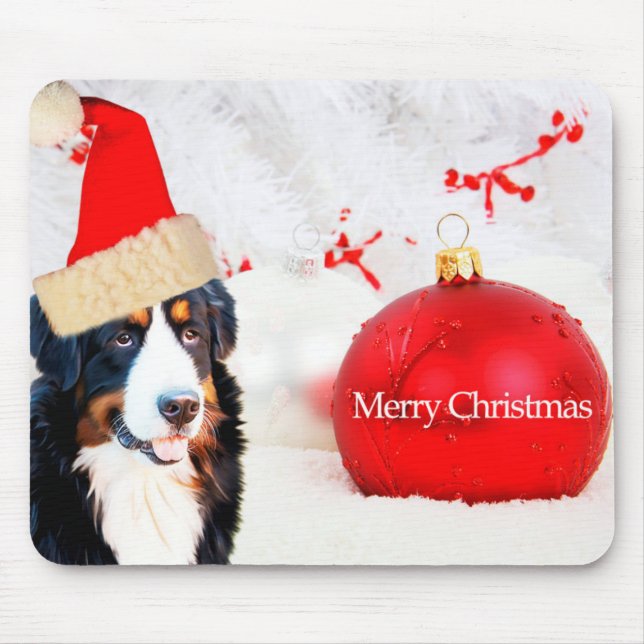 Alfombrilla De Ratón Bernese Mountain Dog Christmas Ornament Mousepad (Frente)
