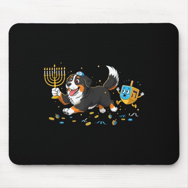Alfombrilla De Ratón Bernese Mountain Dog Dreidel Menorah Hanukkah Wome (Frente)