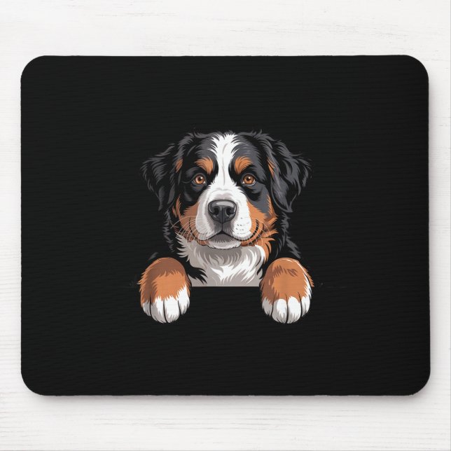 Alfombrilla De Ratón Bernese Mountain Dog Funny Peeking Cket Berner Pup (Frente)