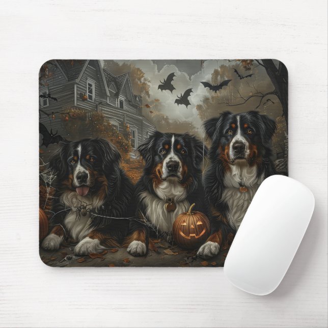 Alfombrilla De Ratón Bernese Mountain Halloween Noche Doggy Delight (Con ratón)