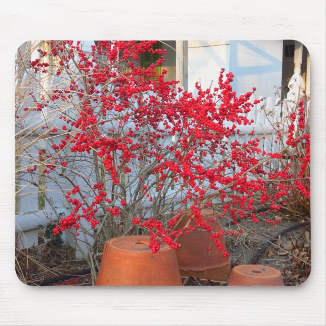 Alfombrilla De Ratón Berries rojas de invierno - Viñedo de Martha (Frente)