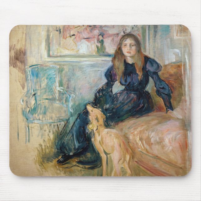 Alfombrilla De Ratón Berthe Morisot - Julie y su Greyhound Laerte (Frente)