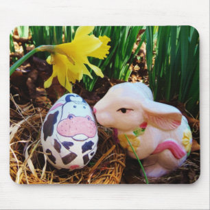 Alfombrilla De Ratón Besado conejo de Pascua Huevo de vaca