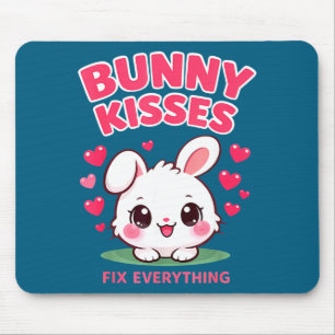 Alfombrilla De Ratón Besos de conejito arreglan todo diseño de conejito