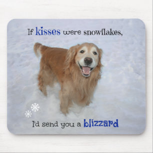 Alfombrilla De Ratón Besos del copo de nieve del golden retriever