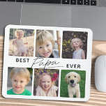 Alfombrilla De Ratón Best Papa Ever Calligraphy 6 Photo Collage<br><div class="desc">This mousepad features a 6 photo collage for pictures of grandchildren. The text reads: "Best Papa Ever" and is accented with modern handwritten style calligraphy.</div>