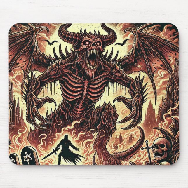 Alfombrilla De Ratón "Bestia Infernal: Muerte Diseño Metalizado" (Frente)