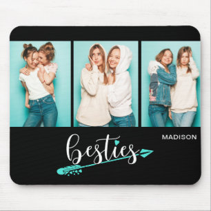Alfombrilla De Ratón Besties Mejor Amigos Tres Foto Nombre Personalizad