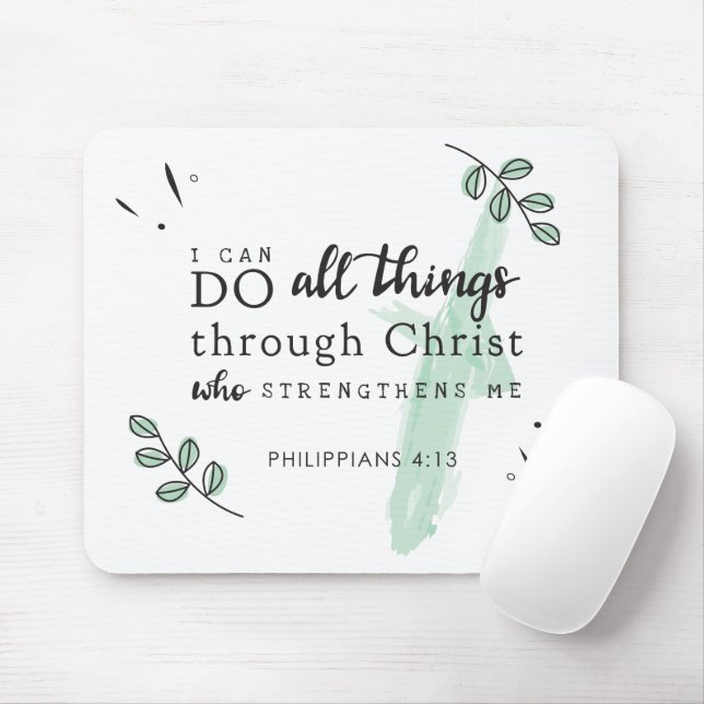 Alfombrilla De Ratón Biblia Verse Philippians 4:13 Mousepad (Con ratón)