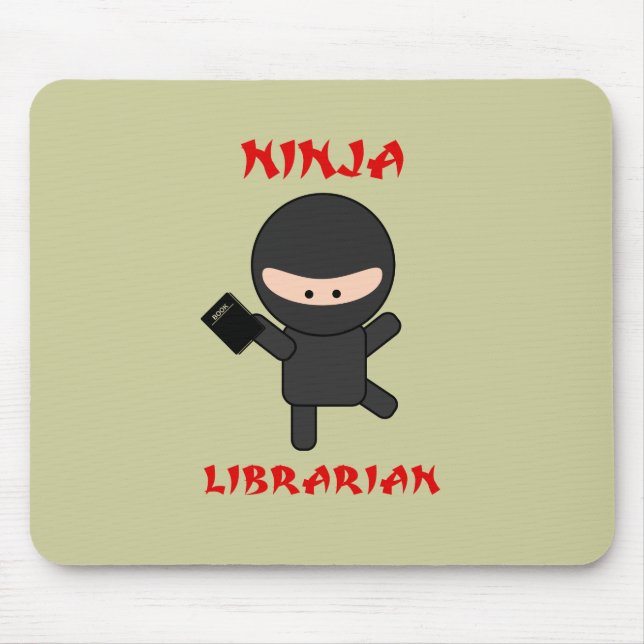 Alfombrilla De Ratón Bibliotecario de Ninja con el libro (Frente)