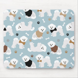 Alfombrilla De Ratón Bichon Frise Bones y Paws Blue