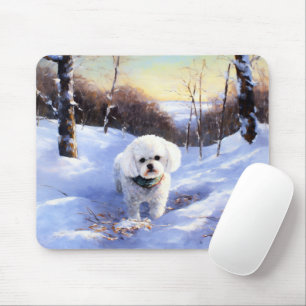 Alfombrilla De Ratón Bichon Frise Deja que nieve Navidad