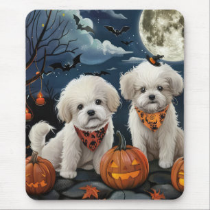 Alfombrilla De Ratón Bichon Frise Halloween Spooky