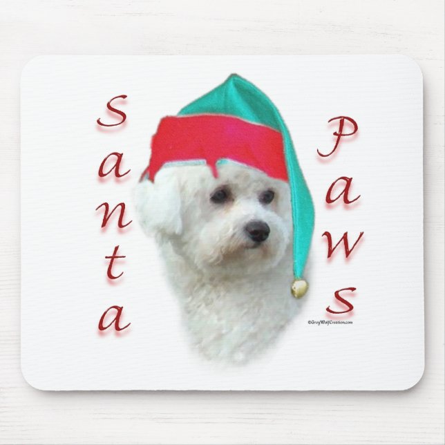 Alfombrilla De Ratón Bichon Frise Santa Paws (Frente)