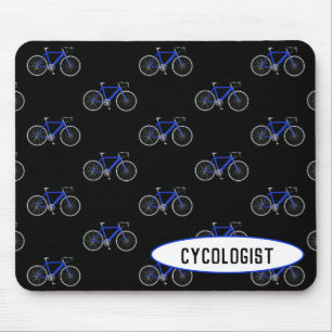 Alfombrilla De Ratón bicicleta azul cicólogo sobre negro