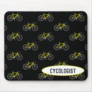 Alfombrilla De Ratón bicicleta cicólogo amarilla sobre negro