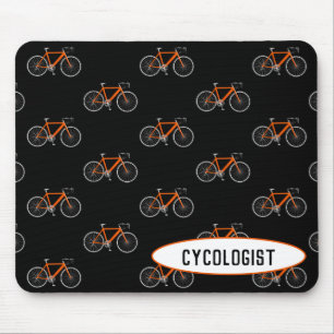 Alfombrilla De Ratón bicicleta cicólogo naranja sobre negro