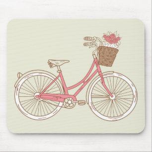 Alfombrilla De Ratón Bicicleta con flores en cesta