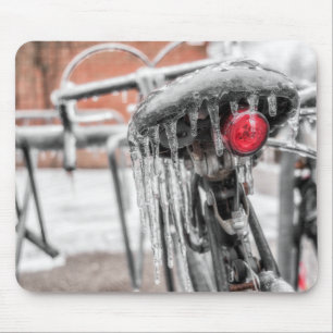Alfombrilla De Ratón Bicicleta congelada en foto de invierno