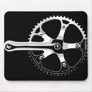 Alfombrilla De Ratón Bicicleta Crankset - blanco de Pista en negro