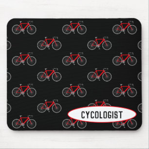 Alfombrilla De Ratón bicicleta roja del cicólogo sobre negro