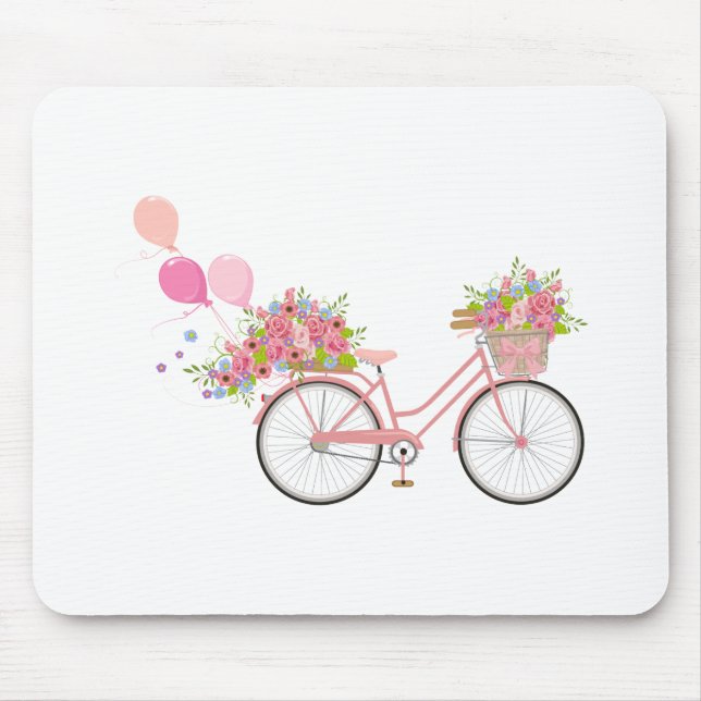 Alfombrilla De Ratón Bicicleta rosa caprichosa (Frente)