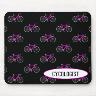 Alfombrilla De Ratón bicicleta rosa-cicóloga sobre negro