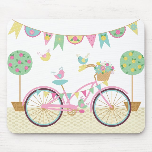Alfombrilla De Ratón Bicicleta rosa cúpula (Frente)
