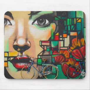 Alfombrilla De Ratón Bicicletas en la pared del graffiti