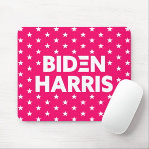 Alfombrilla De Ratón Biden Harris White Stars Pattern Red Pink