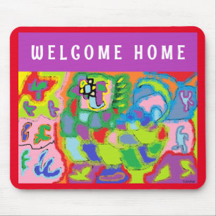 Alfombrilla De Ratón Bienvenido a casa saludos con imágenes de arte
