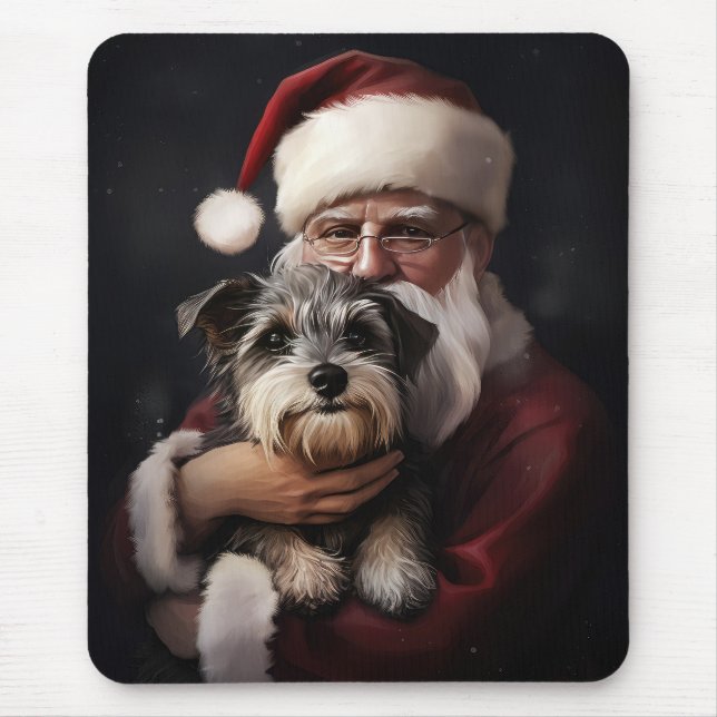 Alfombrilla De Ratón Biewer Terrier Con Los Navidades De Santa Claus (Frente)