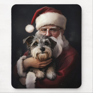 Alfombrilla De Ratón Biewer Terrier con Santa Claus Festivo de Navidad