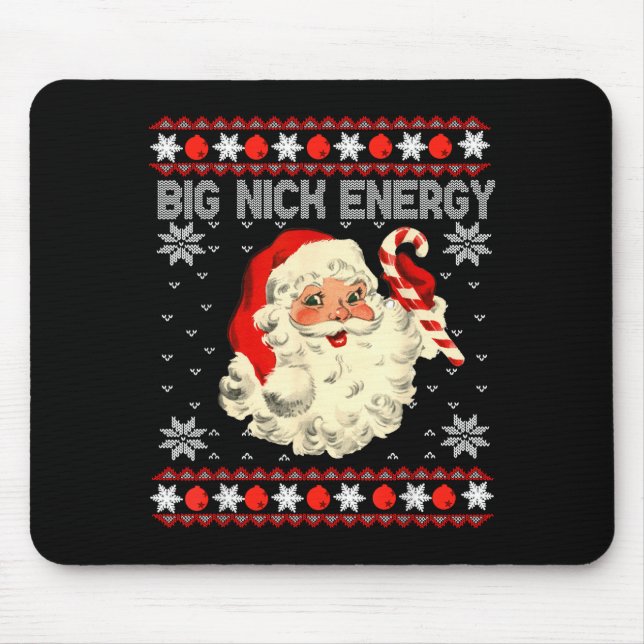 Alfombrilla De Ratón Big Nick Energy Funny Santa Ugly Christmas Sweater (Frente)