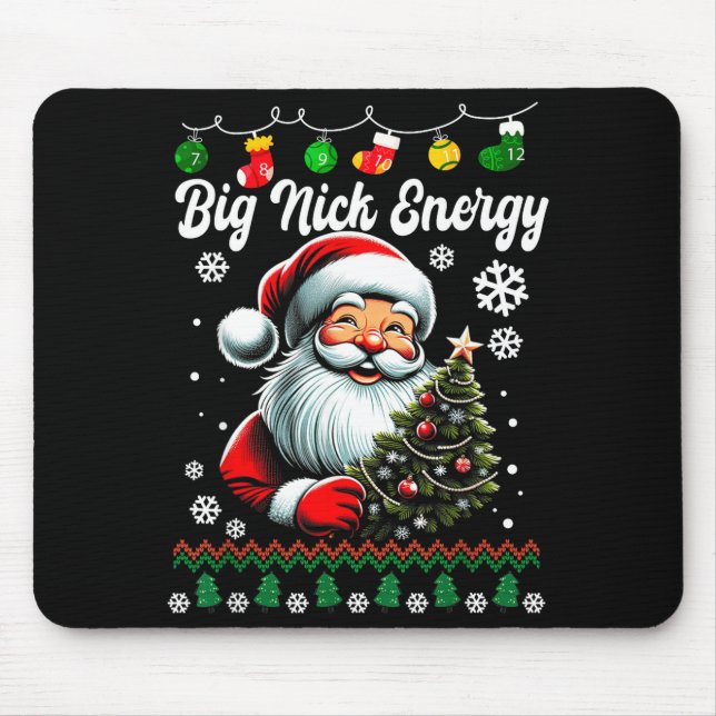 Alfombrilla De Ratón Big Nick Energy Santa Xmas Ugly Christmas Sweater  (Frente)