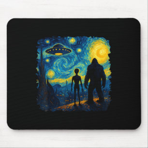 Alfombrilla De Ratón Bigfoot Alien Ovni Van Gogh Noche Estrellada Sasqu