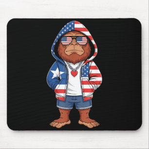 Alfombrilla De Ratón Bigfoot Bandera Americana Sasquatch Patriótico 4 d