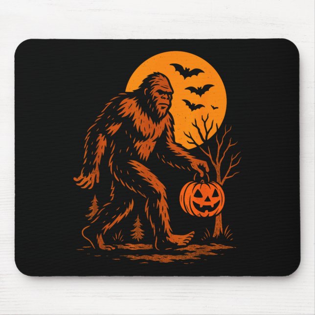 Alfombrilla De Ratón Bigfoot Halloween Sasquatch Jack O Lantern  (Frente)