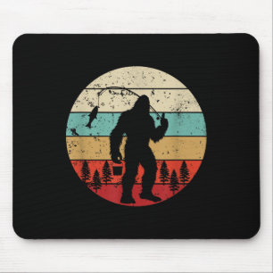 Alfombrilla De Ratón Bigfoot Pesca Divertido Pescador Retro Sasquatch P