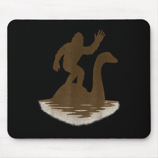 Alfombrilla De Ratón Bigfoot Riding Loch Ness Monster Funny Sasquatch  (Frente)