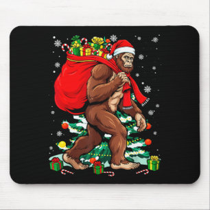 Alfombrilla De Ratón Bigfoot Santa llevando bolsa de Navidad sombrero d