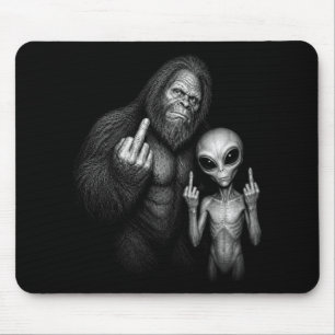 Alfombrilla De Ratón Bigfoot Sasquatch Alien Espacial Dedo Medio 