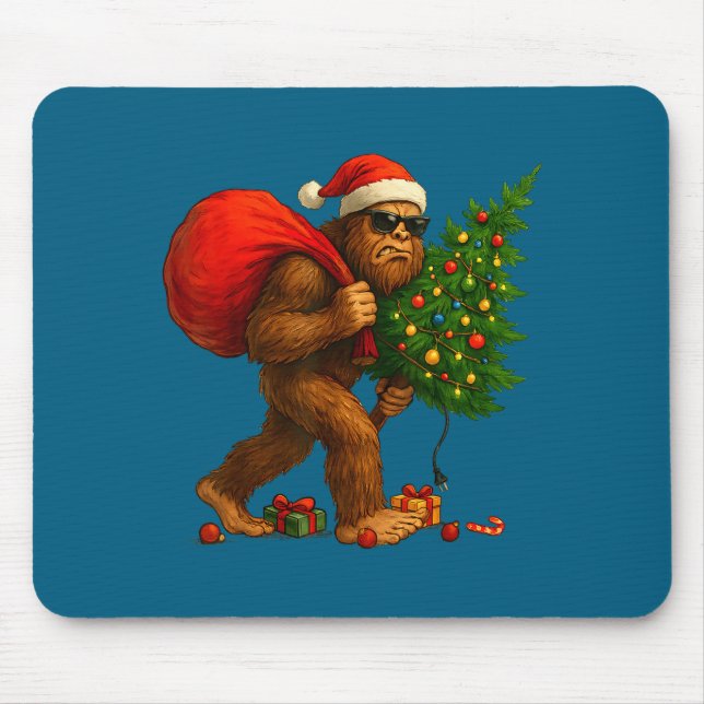 Alfombrilla De Ratón Bigfoot Stealing Christmas Tree Lights Xmas Boys M (Frente)
