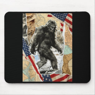Alfombrilla De Ratón Bigfoot usa bandera americana sasquatch patriótico