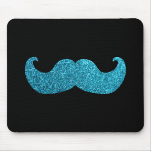 Alfombrilla De Ratón Bigote azul de Bling (falso gráfico del purpurina