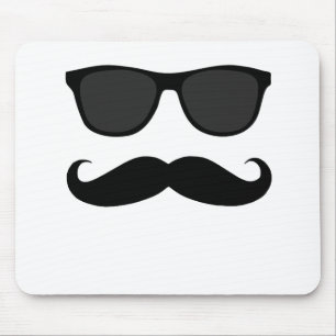 Alfombrilla De Ratón Bigote y regalo negros del humor de las gafas de