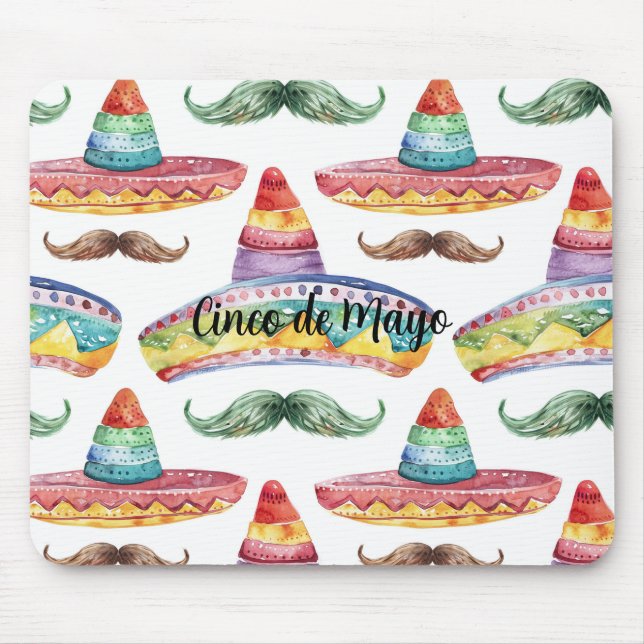 Alfombrilla De Ratón Bigotes Verdes Marrones del Cinco de Mayo (Frente)