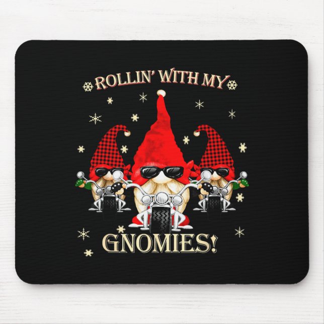 Alfombrilla De Ratón Biker Christmas Gnomes Biker Garden Christmas Gnom (Frente)