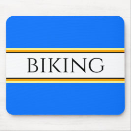 Alfombrilla De Ratón BIKING Fun Bright Blue Yellow White Carreras Strip