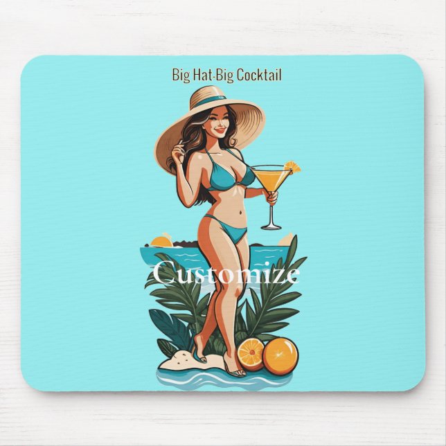 Alfombrilla De Ratón Bikini Babe Gran Gorra - Gran Cocktail Thunder_Cov (Frente)